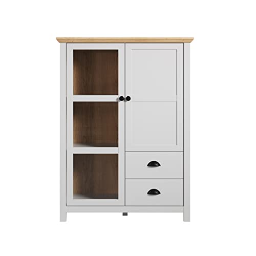 trendteam smart living - Vitrine Schrank Wohnzimmerschrank - Wohnzimmer - Landside - Aufbaumaß (BxHxT) 97 x 130 x 41 cm - Farbe Lichtgrau mit Artisan Eiche - 2118038F4 von trendteam smart living