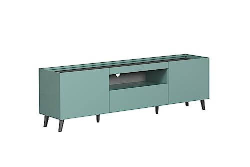 trendteam smart living - Lowboard Fernsehschrank Fernsehtisch - Wohnzimmer - Melton - Aufbaumaß (BxHxT) 181 x 60 x 42 cm - Farbe Dusk Blue mit Anthrazit - 221032231 von trendteam smart living