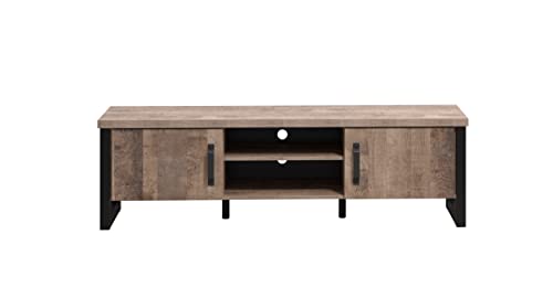 trendteam smart living - Emile - TV-Schrank - Tabak Eiche/Grau - 3 verstellbare Einlegeböden - (BxHxT) 166 x 50 x 45 cm - Lowboard im rustikalen Design - kratzfest von trendteam smart living