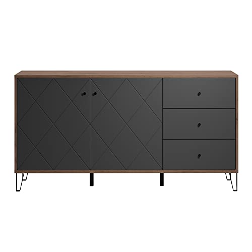 trendteam smart living - Montez - Sideboard - Eiche Kraft Gold/Graphite - 4 Fächer und 3 Schubladen - (BxHxT) 183 x 76 x 40 cm - Soft-Close- und Vollauszug-Funktion - kratzfest von trendteam smart living