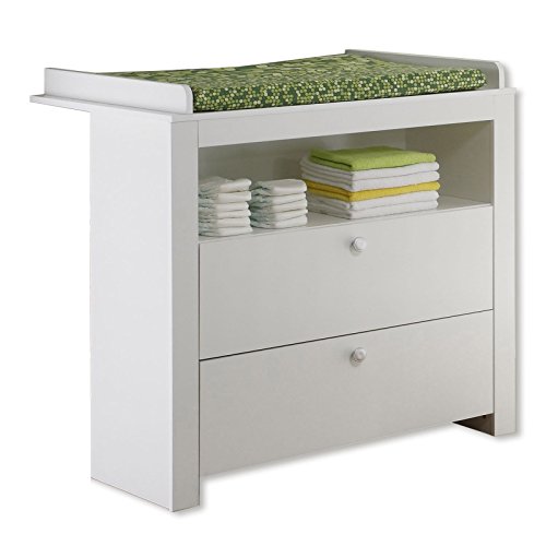 trendteam smart living - Olivia - Kommode - Weiß - Wickeltisch inkl. Wickelaufsatz - (BxHxT) 96 x 104 x 69 cm - Wickelmöbel mit 1 offenem Fach und 2 Schubladen von trendteam smart living