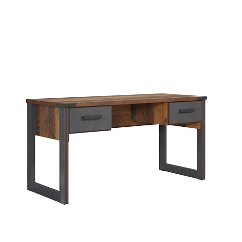 trendteam smart living - Prime - Schreibtisch - Alteiche/Grau - Büroschreibtisch mit 2 Soft-Close Schubladen - (BxHxT) 148 x 75 x 60 cm - rustikales Design von trendteam smart living