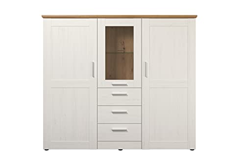 trendteam smart living - Highboard Schrank - Wohnzimmer - Shade - Aufbaumaß (BxHxT) 159 x 140 x 41 cm - Farbe Andersen Pine weiß mit Artisan Eiche - 196186257 von trendteam smart living