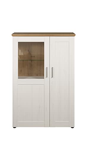 trendteam smart living - Shade - Vitrine - Andersen Pine Weiß/Artisan Eiche - Wohnzimmerschrank mit 7 Fächern - (BxHxT) 95 x 194 x 38 cm - silberfarbene Griffe - kratzfest von trendteam smart living