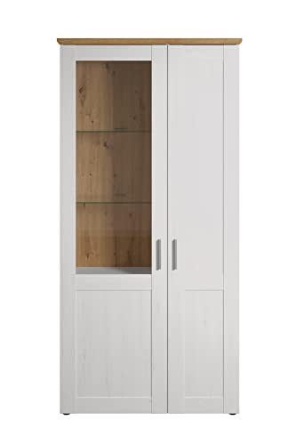 trendteam smart living - Shade - Vitrine - Andersen Pine Weiß/Artisan Eiche - Wohnzimmerschrank mit 9 Fächern - (BxHxT) 95 x 194 x 38 cm - Glasböden - kratzfest von trendteam smart living