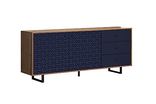 trendteam smart living - Sideboard - Wohnzimmer - Sentra - Aufbaumaß (BxHxT) 183 x 75 x 40 cm - Farbe Dark Blue mit Artisan Eiche - 224036984 von trendteam smart living