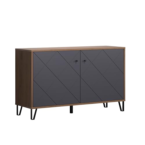 trendteam smart living - Sideboard Kommode Schrank - Wohnzimmer - Montez - Aufbaumaß (BxHxT) 123 x 76 x 40 cm - Farbe Eiche Kraft Gold mit Graphit - 2102871C4 von trendteam smart living