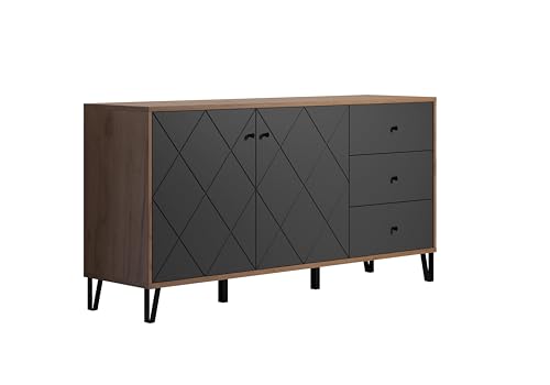 trendteam smart living - Sideboard Kommode Schrank - Wohnzimmer - Montez - Aufbaumaß (BxHxT) 183 x 76 x 40 cm - Farbe Eiche Kraft Gold mit Graphit - 2102872C4 von trendteam smart living