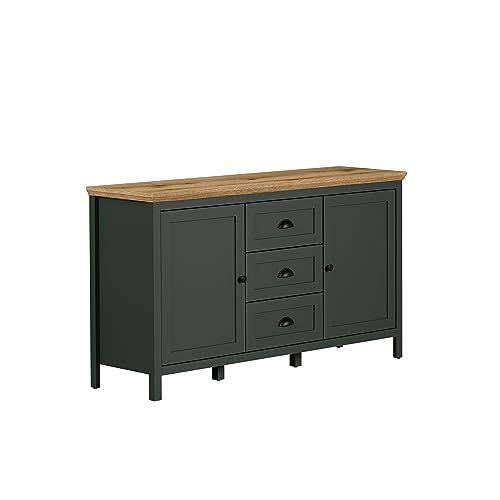 trendteam smart living - Sideboard Schrank Wohnzimmerschrank - Stanton - Aufbaumaß (BxHxT) 146 x 86 x 45 cm - Farbe Tannengrün mit Evoke Eiche - 220987204 von trendteam smart living