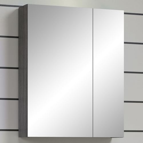 trendteam smart living - Spiegelschrank Spiegel - Badezimmer - Riva - Aufbaumaß (BxHxT) 60 x 75 x 16 cm - Farbe Weiß mit Rauchsilber - 211040303 von trendteam smart living