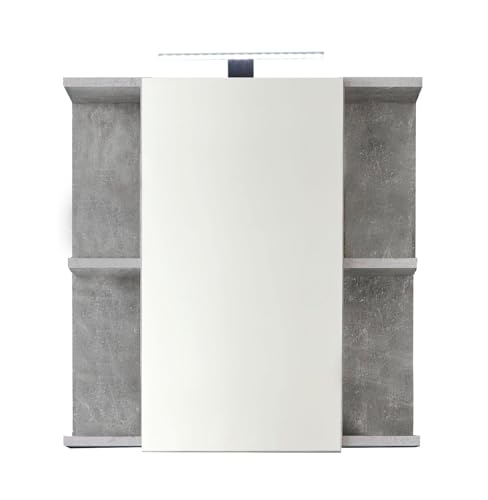 trendteam smart living - Spiegelschrank Spiegel - Badezimmer - Nano - Aufbaumaß (BxHxT) 60 x 62 x 20 cm - Farbe Beton Stone mit Weiß - 184650634 von trendteam smart living