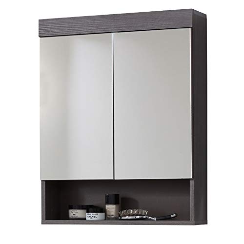 trendteam smart living - Runner - Spiegelschrank - Rauchsilber - kompakter Badspiegel mit Ablage - (BxHxT) 58 x 75 x 18 cm - 3 Fächer und 2 Einlegeböden - Kratzfest von trendteam smart living