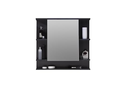 trendteam smart living - Tetis - Spiegelschrank - Graphit - 5 offene und 2 geschlossene Fächer - (BxHxT) 72 x 76 x 20 cm - Einlegeboden verstellbar auf 3 Höhen - Kratzfest von trendteam smart living