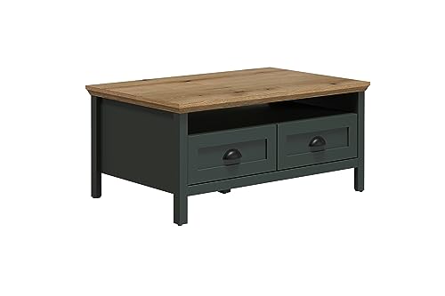 trendteam smart living - Stanton - Couchtisch - Tannengrün/Evoke Eiche - Sofatisch mit zusätzlicher Ablage und 2 Schubladen - (BxHxT) 101 x 45 x 60 cm - Landhausstil von trendteam smart living