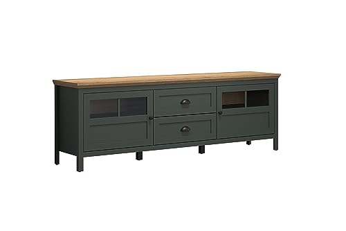 trendteam smart living - Stanton - TV-Schrank - Tannengrün/Evoke Eiche - TV-Lowboard mit 4 Fächern und 2 Vollauszug-Schubladen - (BxHxT) 184 x 64 x 45 cm - Landhausstil von trendteam smart living