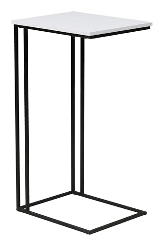 trendteam smart living - Strike - Beistelltisch in praktischer C-Form - Weiß matt/Schwarz - Nachttisch mit platzsparendem Design - (BxHxT) 50 x 91 x 40 cm - Nebentisch auf robustem Metallgestell von trendteam smart living