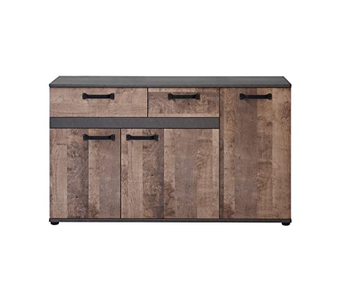 trendteam smart living - Sideboard Kommode Schrank - Wohnzimmer - Stripe - Aufbaumaß (BxHxT) 142 x 83 x 41 cm - Farbe Matera mit Eiche Tabak - 194786848 von trendteam smart living