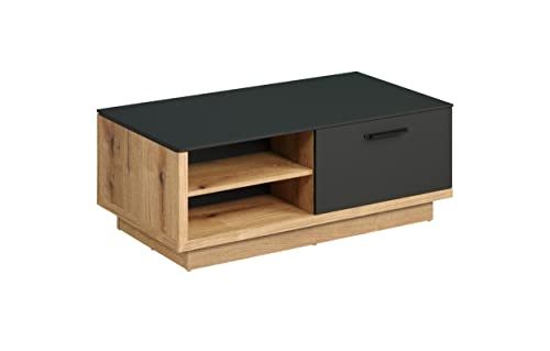 trendteam smart living - Synnax - Couchtisch - Anthrazit/Evoke Eiche - Kaffeetisch mit 4 offenen Fächern und 2 Klappen - (BxHxT) 110 x 42 x 60 cm - Sofatisch auf einem Sockel - kratzfest trendteam smart living - Synnax - Couchtisch - Anthrazit/Evoke Eiche - Kaffeetisch mit 4 offenen Fächern und 2 Klappen - (BxHxT) 110 x 42 x 60 cm - Sofatisch auf einem Sockel - kratzfest von trendteam smart living