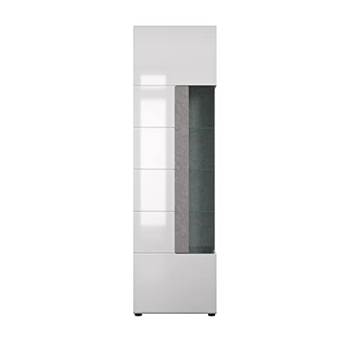 trendteam smart living - Standvitrine Vitrine - Wohnzimmer - Tokyo - Aufbaumaß (BxHxT) 57 x 200 x 37 cm - Farbe Weiß Hochglanz mit Beton Stone - 185713135 von trendteam smart living