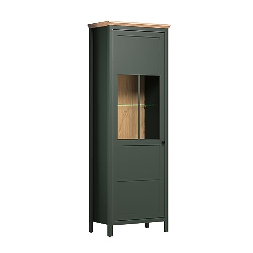 trendteam smart living - Vitrine Schrank Wohnzimmerschrank - Stanton - Aufbaumaß (BxHxT) 69 x 198 x 39 cm - Farbe Tannengrün mit Evoke Eiche - 220913104 von trendteam smart living