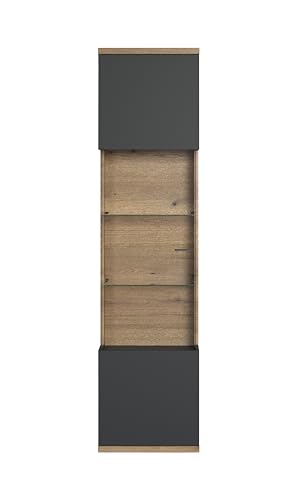 trendteam smart living - Norris - Vitrine - Anthrazit/Evoke Eiche - 6 Fächer - (BxHxT) 51 x 205 x 37 cm - elegante Rillenoptik - kratzfest von trendteam smart living