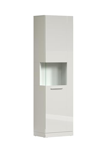 trendteam smart living - Vitrine Schrank Wohnzimmerschrank - Wohnen - Rock - Aufbaumaß (BxHxT) 52 x 186 x 34 cm - Farbe Weiß Hochglanz - 182613101 von trendteam smart living