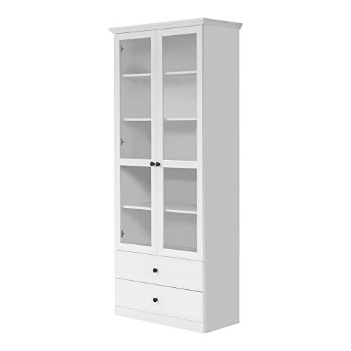 trendteam smart living - Vitrine Schrank Wohnzimmerschrank - Wohnzimmer - Baxter - Aufbaumaß (BxHxT) 81 x 196 x 41 cm - Farbe Weiß - 186013101 von trendteam smart living