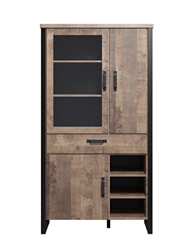 trendteam smart living - Vitrine Schrank Wohnzimmerschrank - Wohnzimmer - Emile - Aufbaumaß (BxHxT) 106 x 195 x 45 cm - Farbe Tabak Eiche mit Matera - 2029135C5 von trendteam smart living