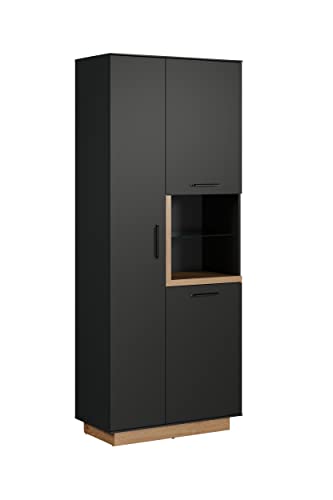 trendteam smart living - Vitrine Schrank Wohnzimmerschrank - Wohnzimmer - Synnax - Aufbaumaß (BxHxT) 80 x 199 x 40 cm - Farbe Anthrazit mit Coast Evoke Eiche - 213413184 von trendteam smart living