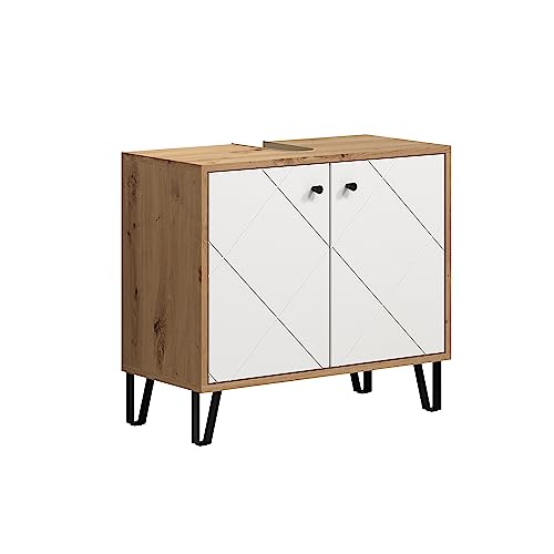 trendteam smart living - Waschbeckenunterschrank Unterschrank - Badezimmer - Touch - Aufbaumaß (BxHxT) 69 x 61 x 33 cm - Farbe Artisan Eiche mit Weiß - 210230107 von trendteam smart living