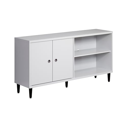 trendteam smart living - Werkzeuglose Montage -Wechselbare Türen -Lowboard Fernsehschrank Fernsehtisch -Wohnzimmer - Evolution -Aufbaumaß (BxHxT) 136 x 70 x 36 cm-Farbe Weiß mit Dunkelbraun -221687001 von trendteam smart living