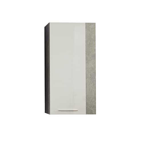 trendteam smart living - Hängeschrank Wandschrank - Wohnen - Rock - Aufbaumaße (BxHxT) 52 x 103 x 31 cm - Farbe Stone mit Weiß Hochglanz - 182653735 von trendteam smart living