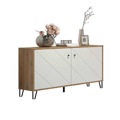 trendteam smart living - Sideboard Kommode Fernsehschrank - Wohnzimmer - Touch - Aufbaumaß (BxHxT) 123 x 76 x 40 cm - Farbe Artisan Eiche mit Weiß - 210287107 von trendteam smart living