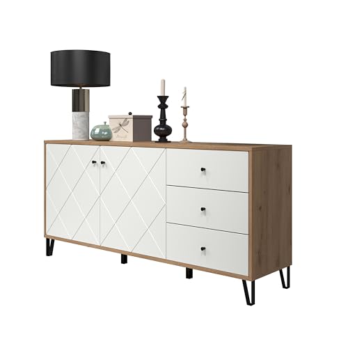 trendteam smart living - Sideboard Kommode Fernsehschrank - Wohnzimmer - Touch - Aufbaumaß (BxHxT) 183 x 76 x 40 cm - Farbe Artisan Eiche mit Weiß - 210287207 von trendteam smart living