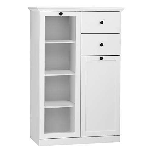trendteam Wohnzimmer Vitrine Schrank Wohnzimmerschrank Baxter, 81 x 129 x 41 cm in Weiß Dekor im Landhausstil von trendteam smart living
