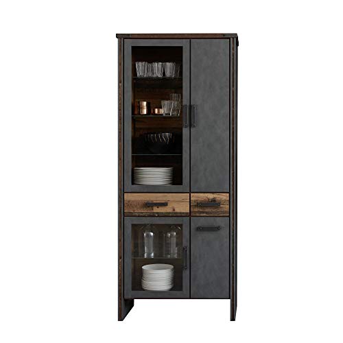 trendteam smart living - Vitrine Schrank Wohnzimmerschrank - Wohnzimmer - Prime - Aufbaumaß (BxHxT) 89 x 212 x 42 cm - Farbe Old Wood mit Matera - 186815323 von trendteam smart living