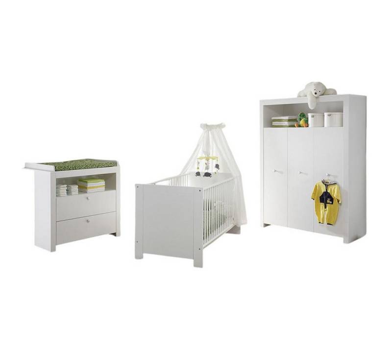 trendteam Babymöbel-Set, Babyzimmer-Set Babymöbel Schrank Wickelkommode Babybett in Weiß von trendteam