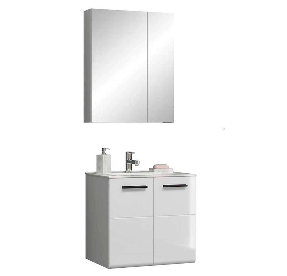 trendteam Badmöbel-Set, Badezimmermöbel Spiegelschrank Waschbeckenunterschrank Waschbecken von trendteam