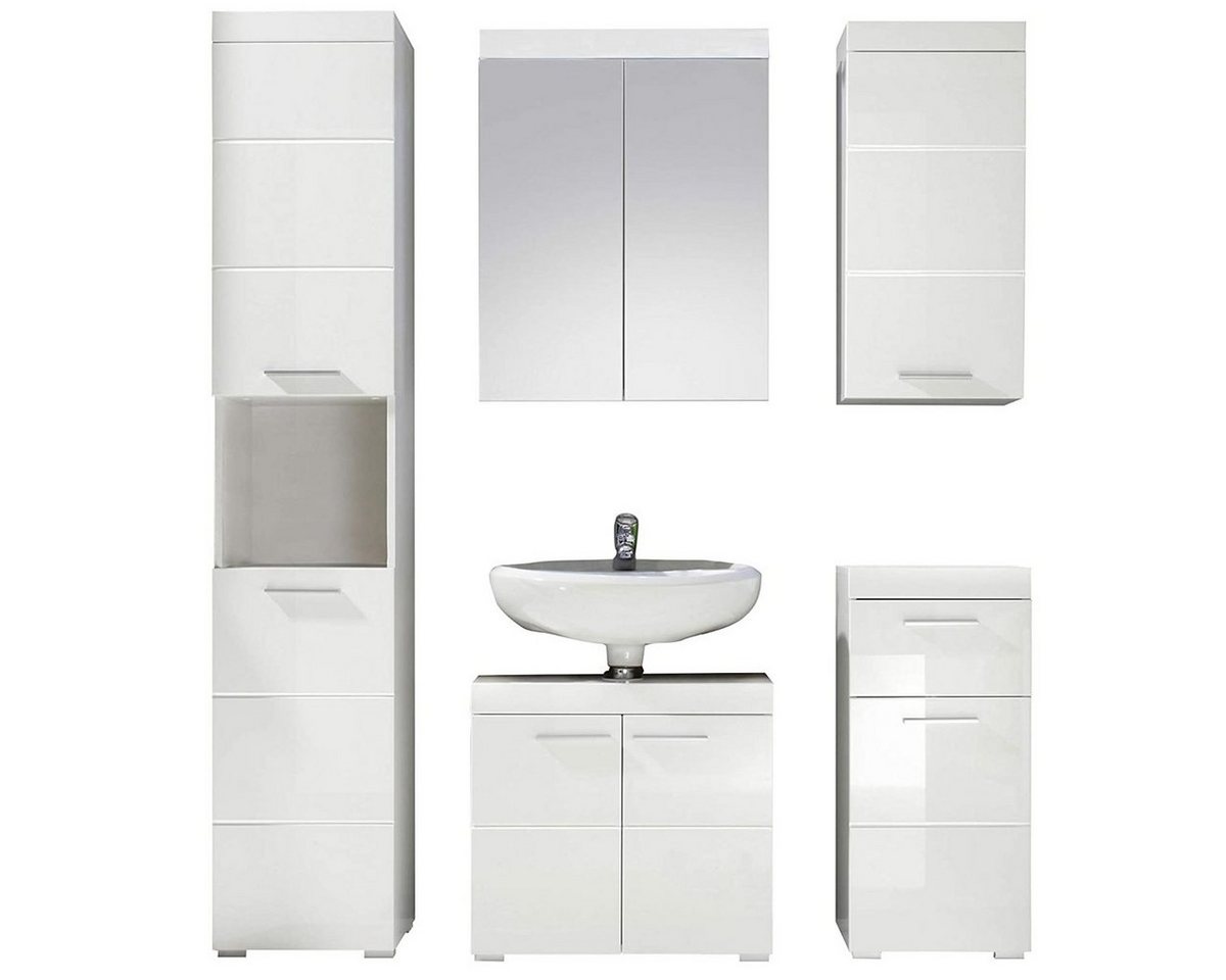 trendteam Badmöbel-Set, Badmöbel Unterschrank Spiegelschrank Hochschrank Kommode Hängeschrank von trendteam