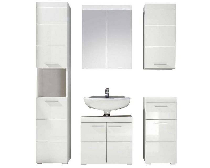 trendteam Badmöbel-Set, Badmöbel Unterschrank Spiegelschrank Hochschrank Kommode Hängeschrank von trendteam
