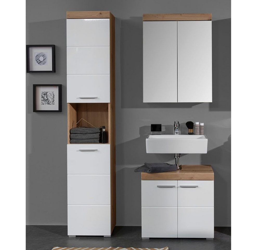 trendteam Badmöbel-Set Amanda/Mando, Badmöbel-Set Waschbeckenunterschrank Spiegelschrank Hochschrank trendteam Badmöbel-Set Amanda/Mando, Badmöbel-Set Waschbeckenunterschrank Spiegelschrank Hochschrank von trendteam