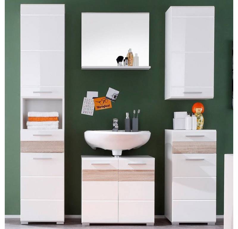trendteam Badmöbel-Set Mezzo, Badmöbel-Set Hochschrank Unterschrank Spiegel Hängeschrank Kommode von trendteam