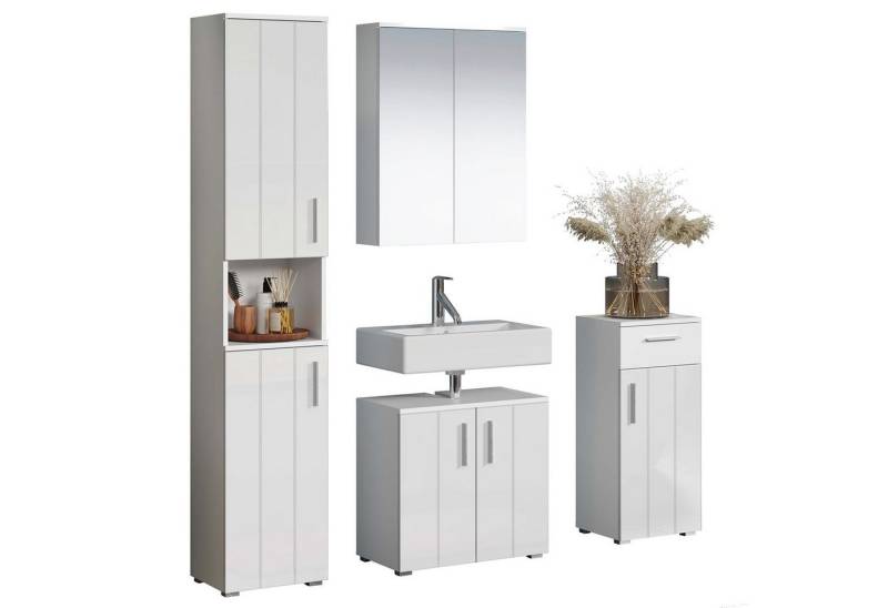 trendteam Badmöbel-Set Wons, Badezimmerset Badezimmerschrank Wandspiegel Badschrank Weiß trendteam Badmöbel-Set Wons, Badezimmerset Badezimmerschrank Wandspiegel Badschrank Weiß von trendteam