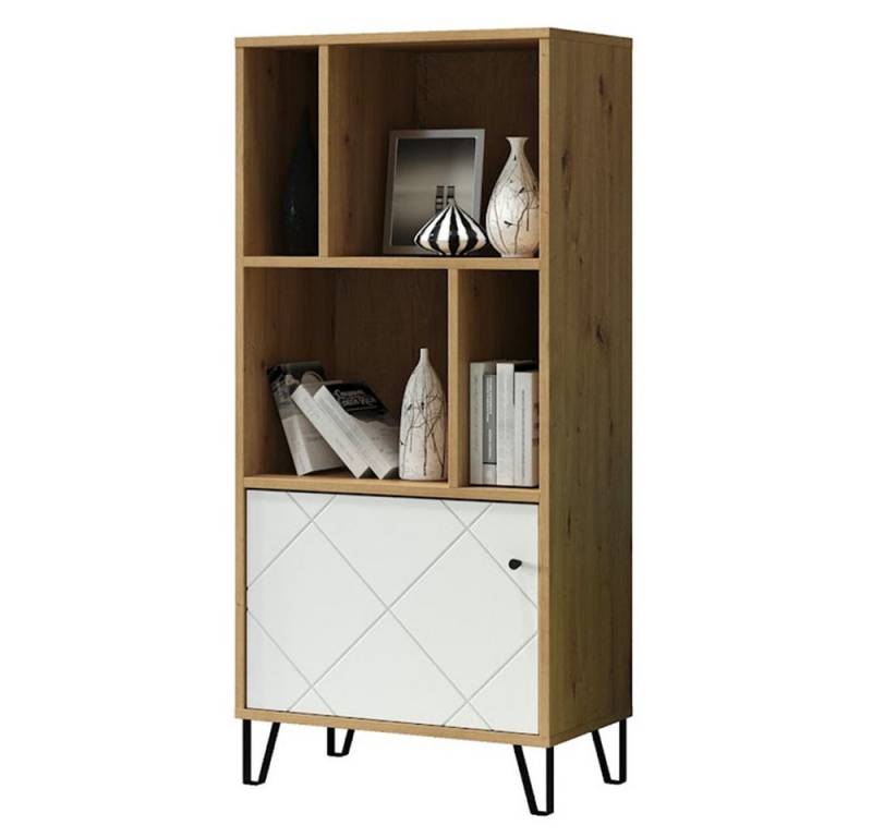 trendteam Bücherregal, Regalschrank Regal Wohnzimmerregal Möbel Braun/Weiß 63x136x40cm von trendteam