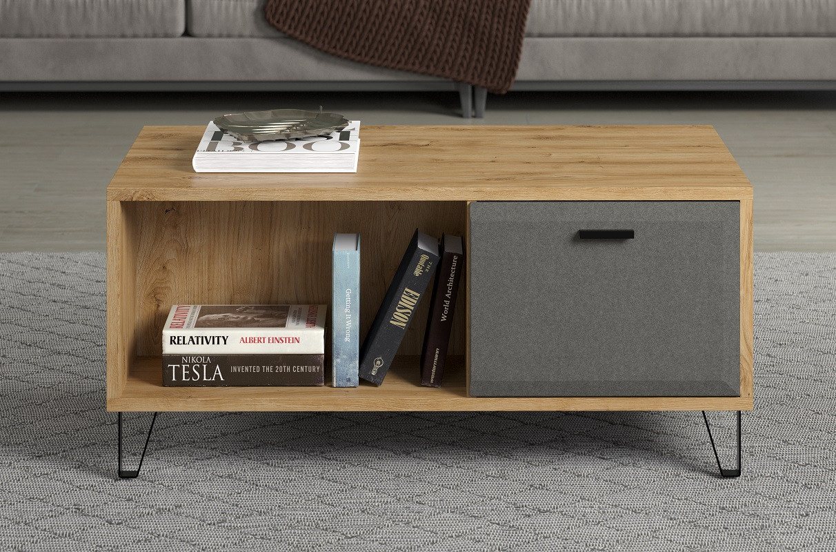 trendteam Couchtisch Couchtisch Blanshe, Eiche Navarra / Filz dunkelgrau (no-Set), Breite 110 cm,Tischplatte aus Holzwerkstoff von trendteam