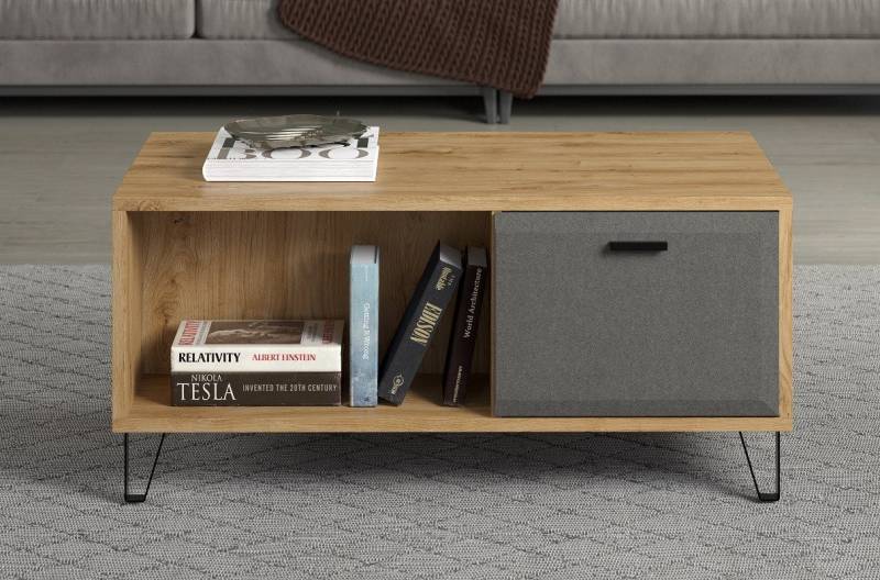 trendteam Couchtisch Couchtisch Blanshe, Eiche Navarra / Filz dunkelgrau (no-Set), Breite 110 cm,Tischplatte aus Holzwerkstoff von trendteam