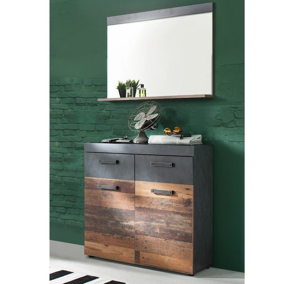 trendteam Garderoben-Set, Garderobenmöbel Garderoben-Kombi Flurschrank Braun/Grau 90x192x34cm von trendteam