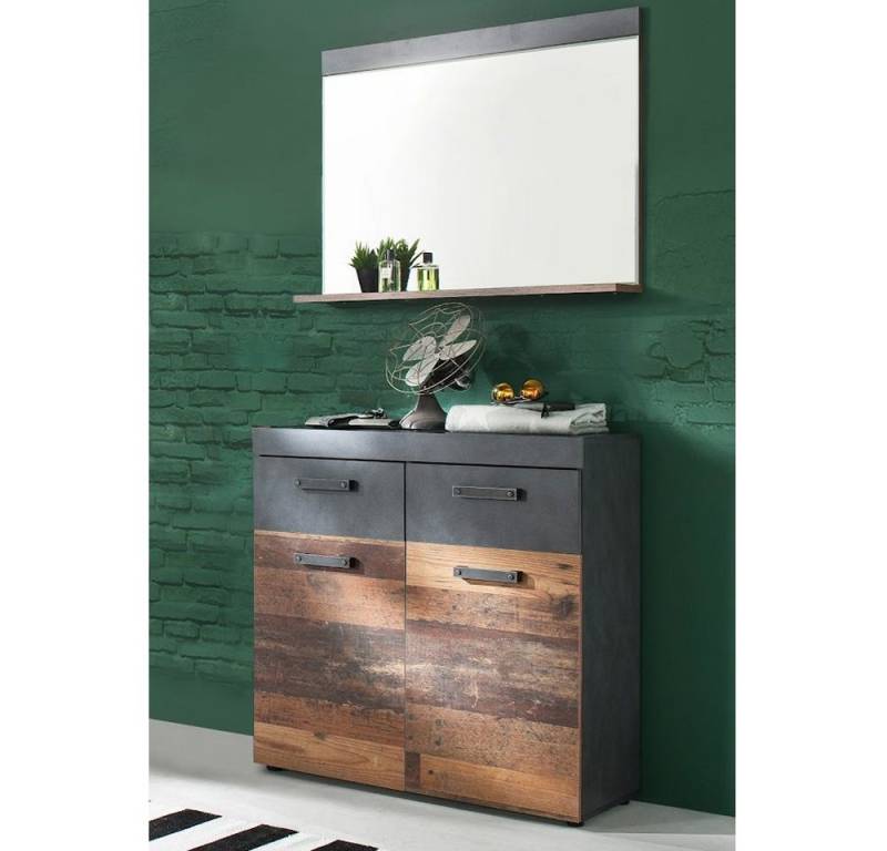 trendteam Garderoben-Set, Garderobenmöbel Garderoben-Kombi Flurschrank Braun/Grau 90x192x34cm von trendteam