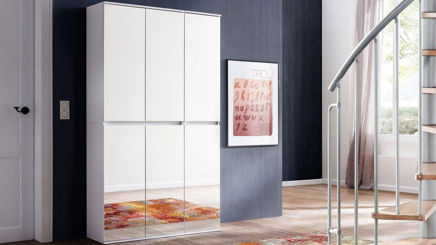 trendteam Garderobenschrank Garderobenschrank Mirror Schuhschrank 6-trg Spiegelfront von trendteam