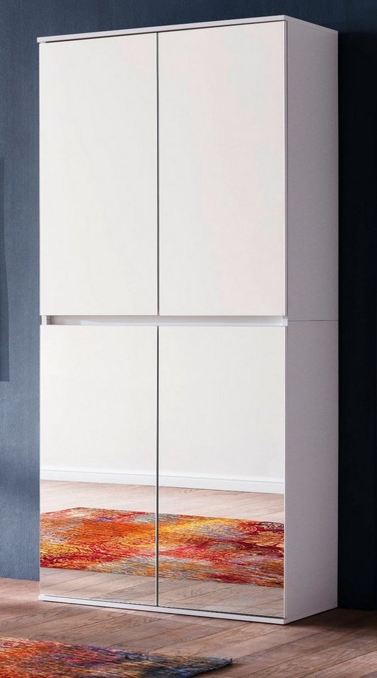 Furn.Design Garderobenschrank Reflect (Garderobe und Schuhschrank in weiß, 74 x 191 cm) variable Inneneinteilung von Furn.Design